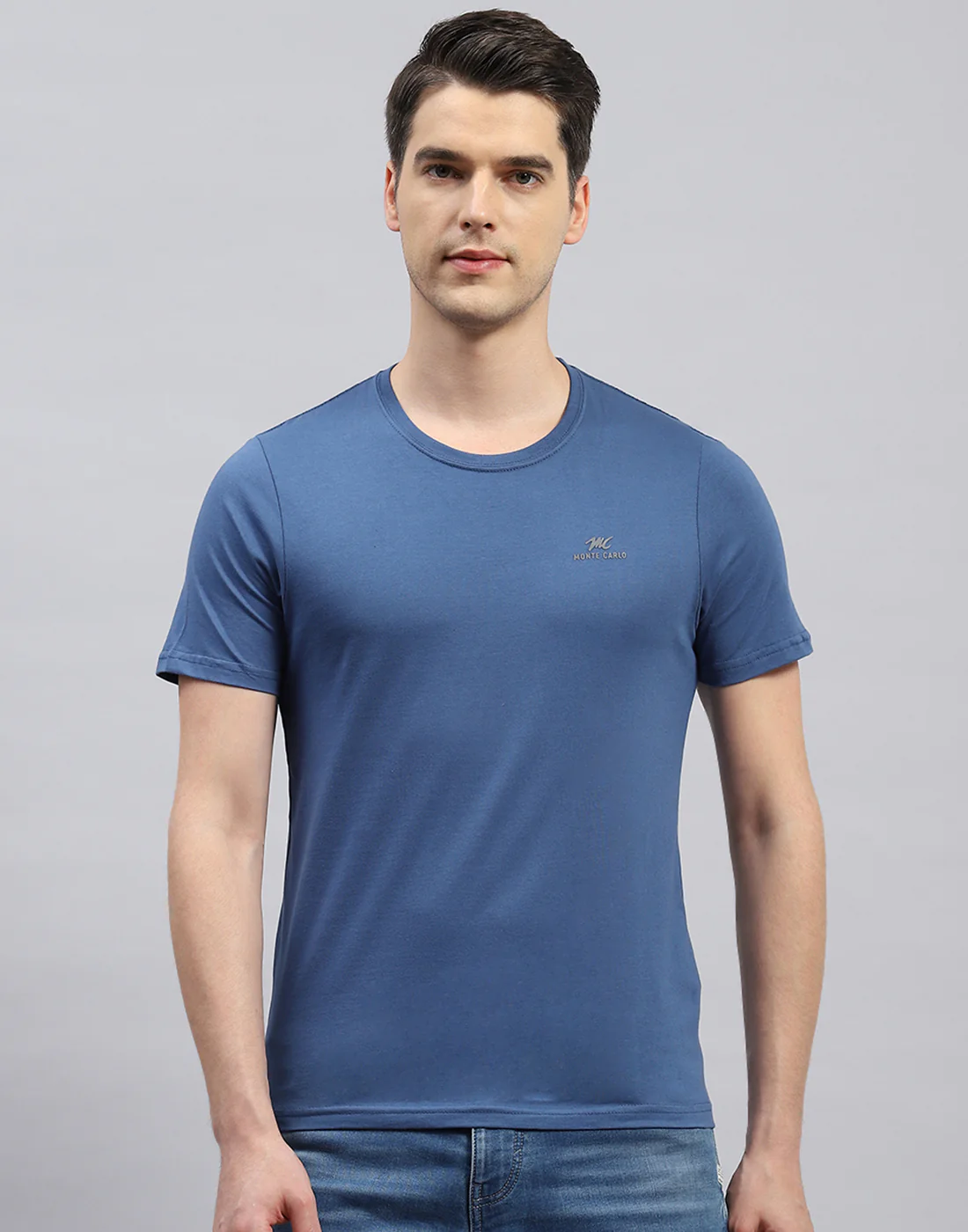 Men Black, Blue & Off White Solid Round Neck Half Sleeve T-Shirt (Pack of 3) - Image 11
