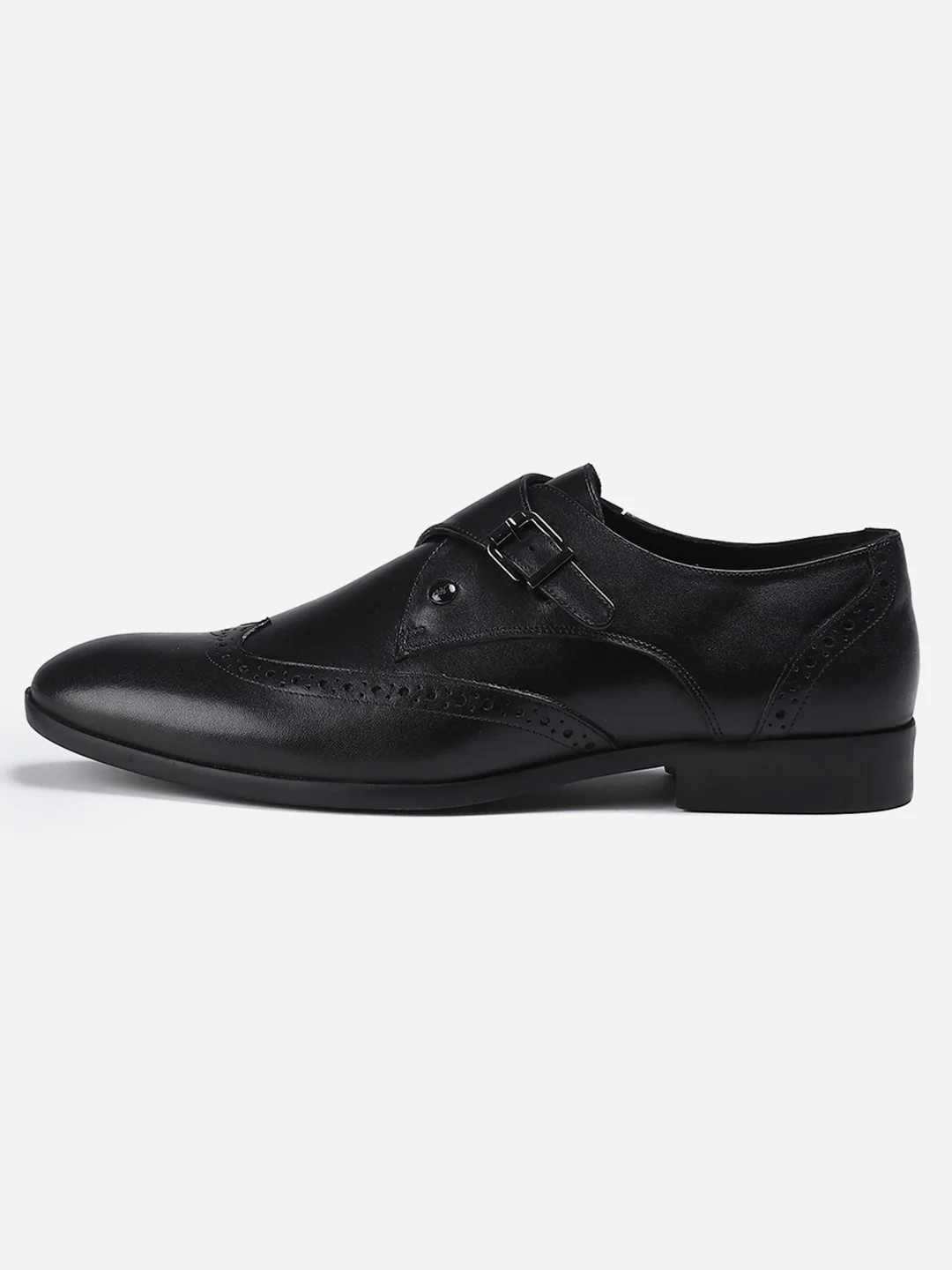 Men Black Buckle Genuine Leather Formal Monks - Image 4