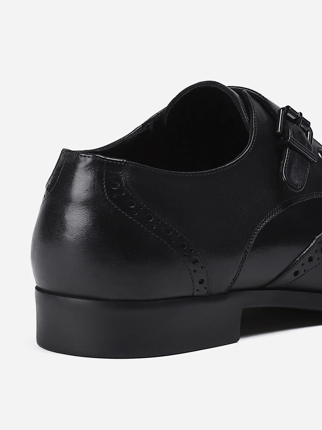 Men Black Buckle Genuine Leather Formal Monks - Image 8