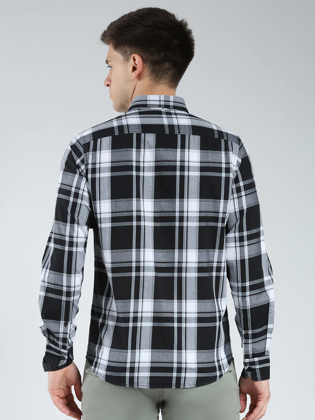 Men Black Check Collar Full Sleeve Shirt - Image 5