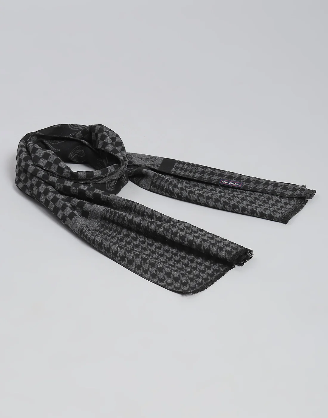 Men Black Check Muffler - Image 5