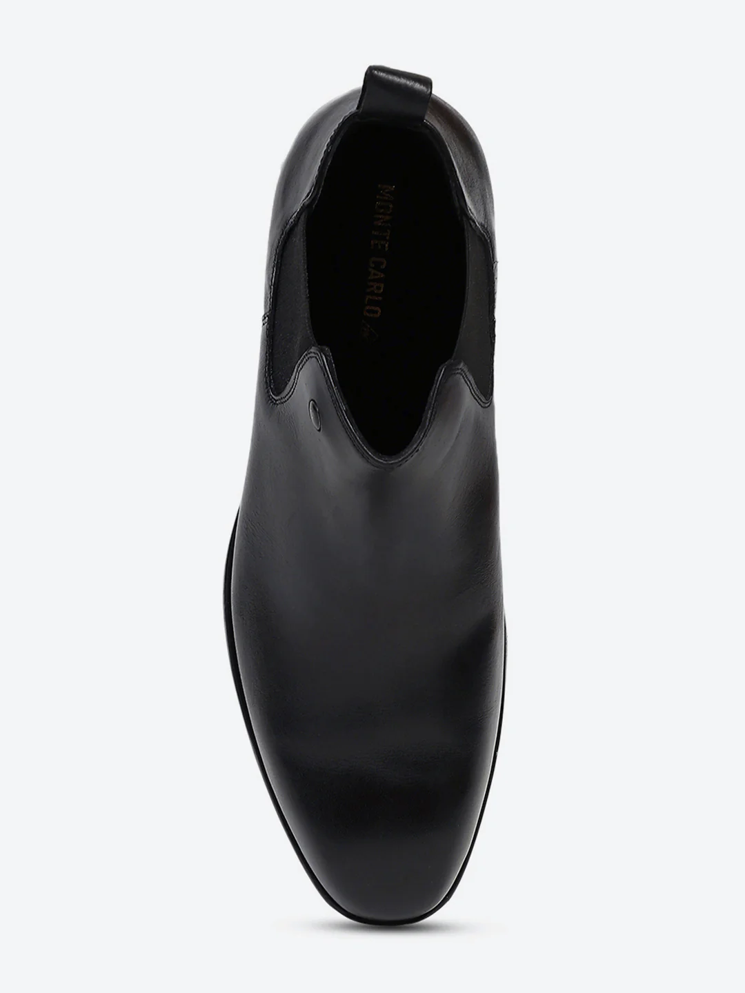 Men Black Elastic Genuine Leather Chelsea Boots - Image 6