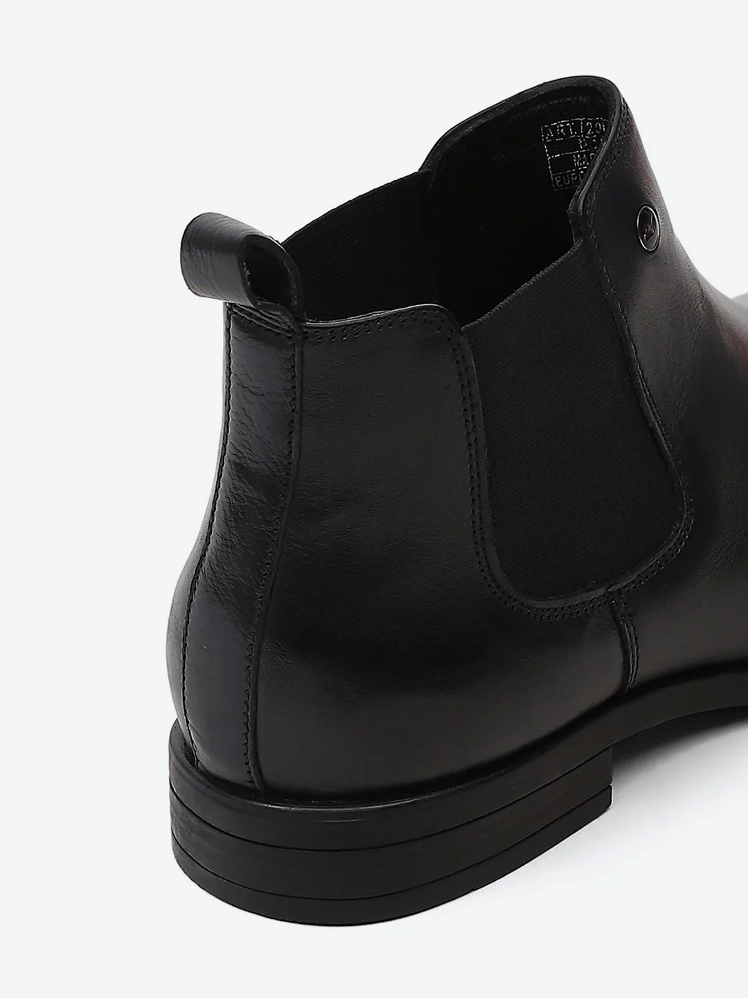 Men Black Elastic Genuine Leather Chelsea Boots - Image 9