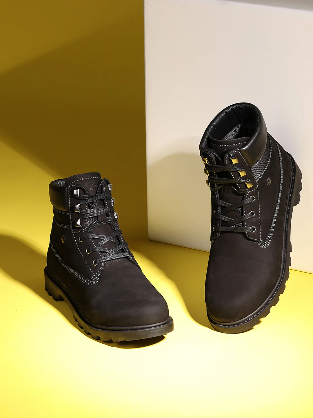 Men Black Genuine Leather Lace Up Boots - Image 10
