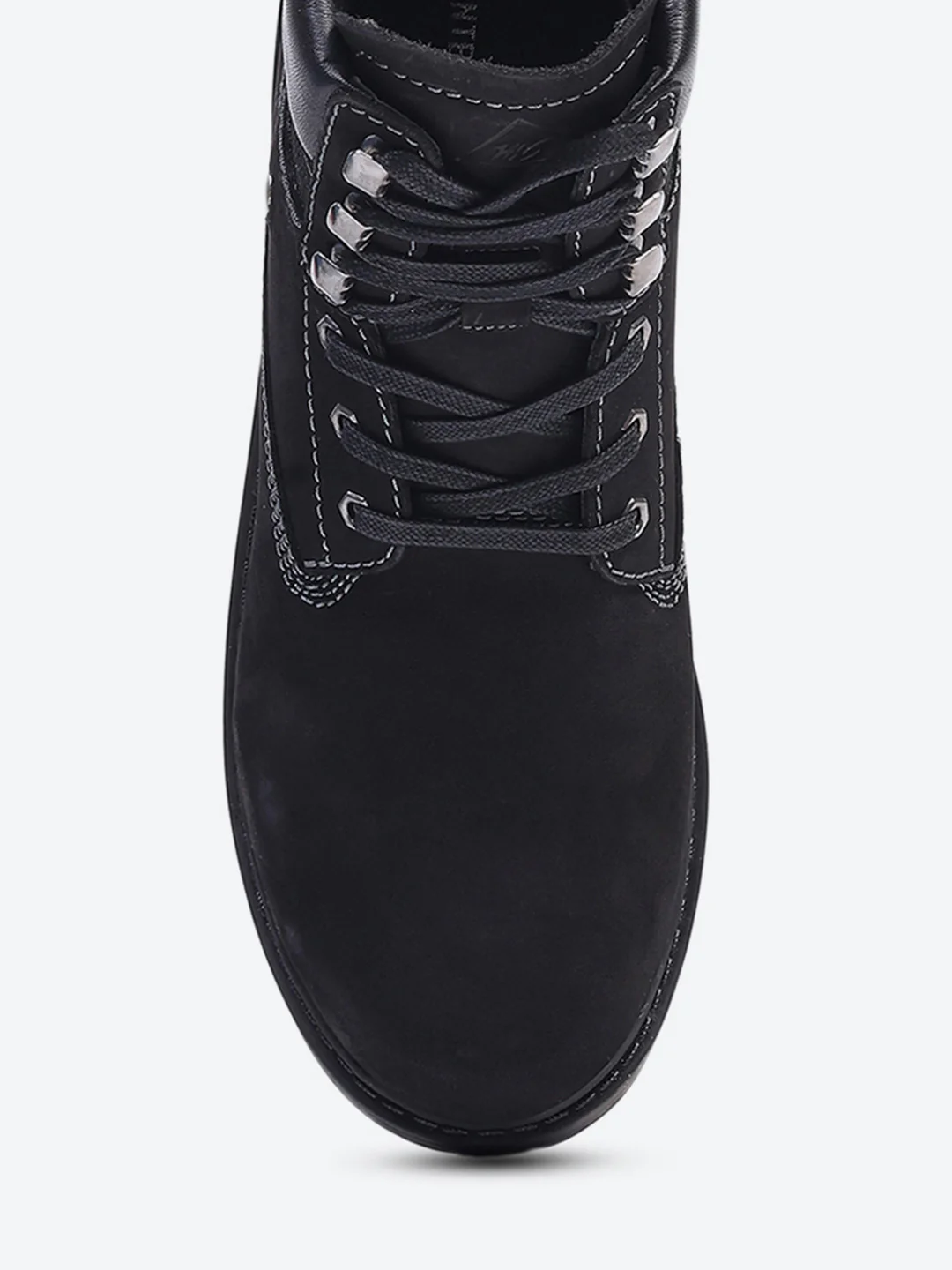 Men Black Genuine Leather Lace Up Boots - Image 7