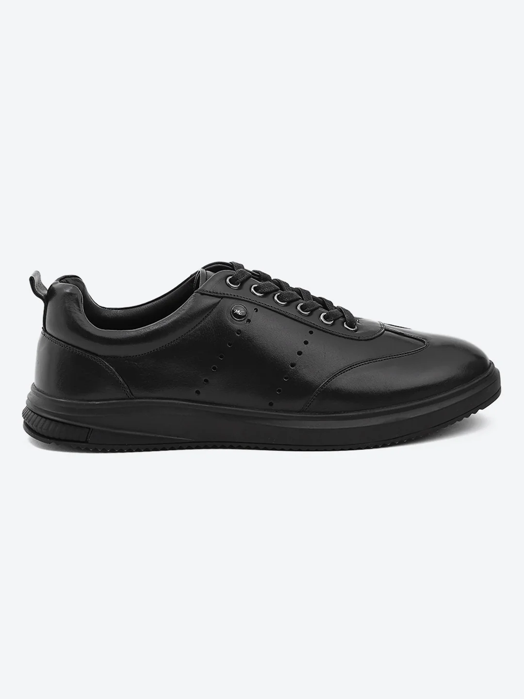 Men Black Lace Up Genuine Leather Casual Shoes - Image 5