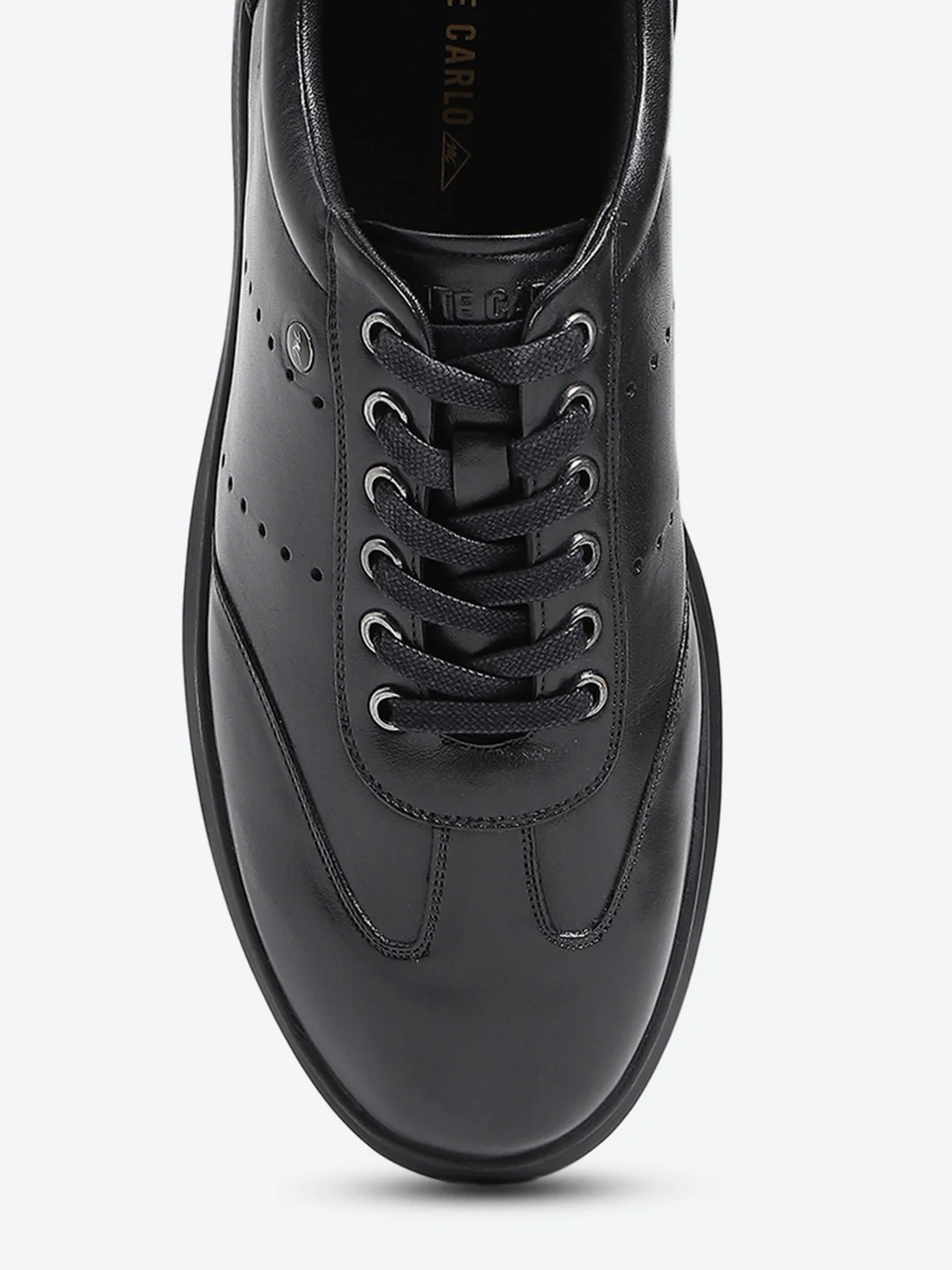 Men Black Lace Up Genuine Leather Casual Shoes - Image 7