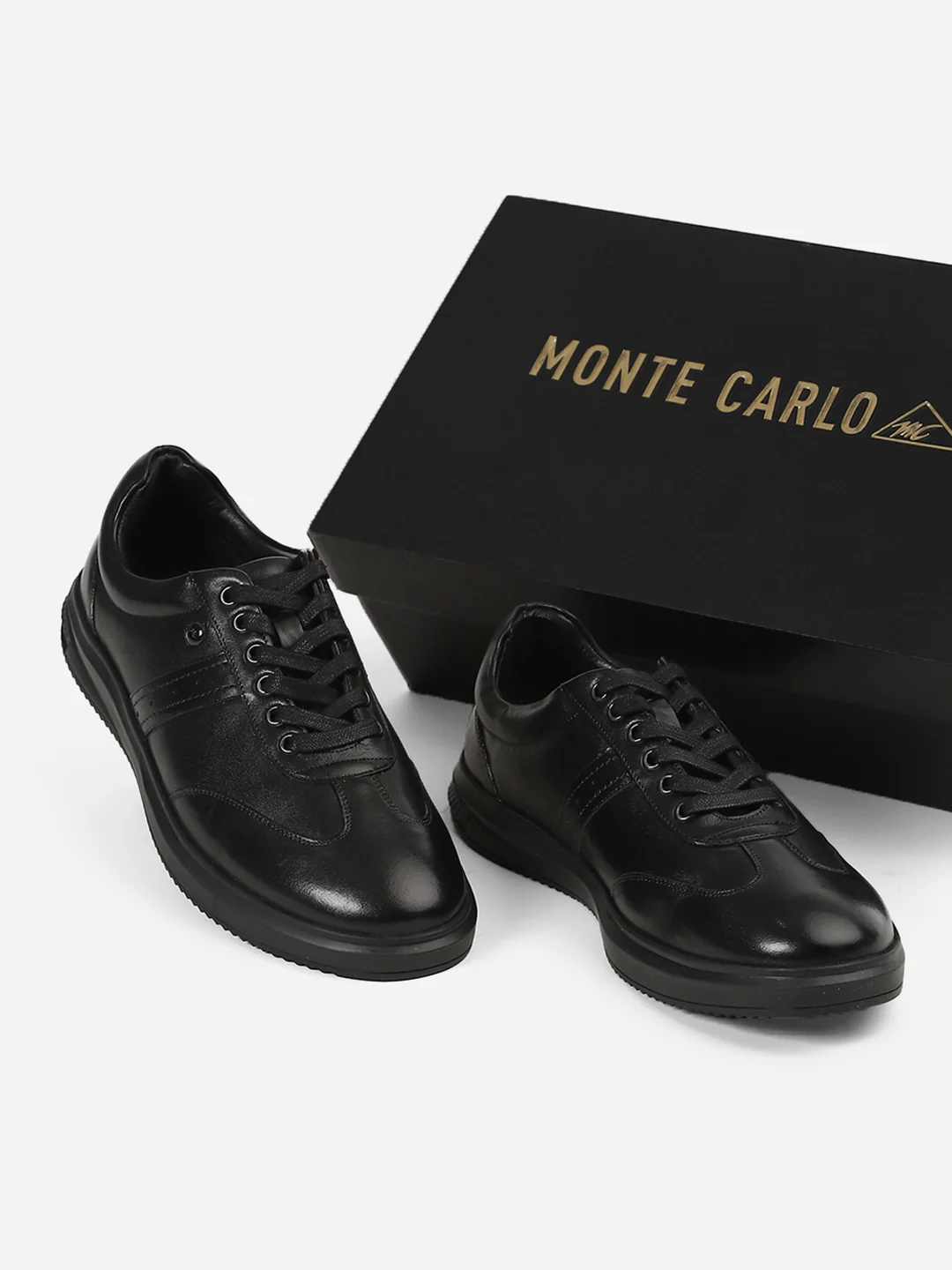 Men Black Lace-Up Genuine Leather Casual Sneaker - Image 4