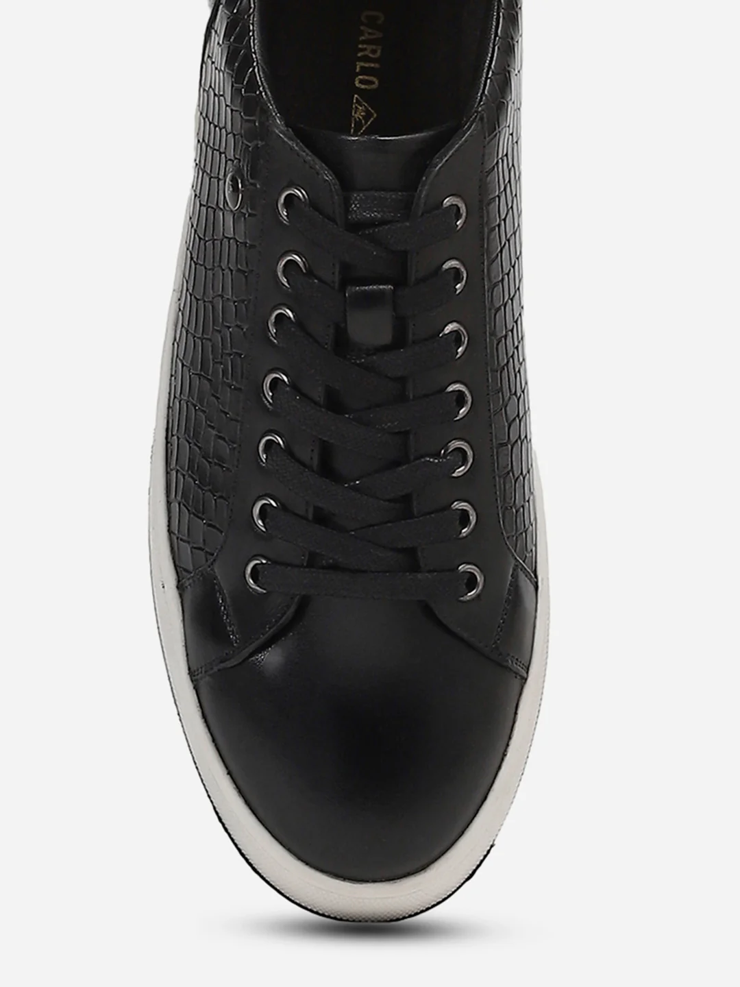 Men Black Lace-Up Genuine Leather Casual Sneaker - Image 10