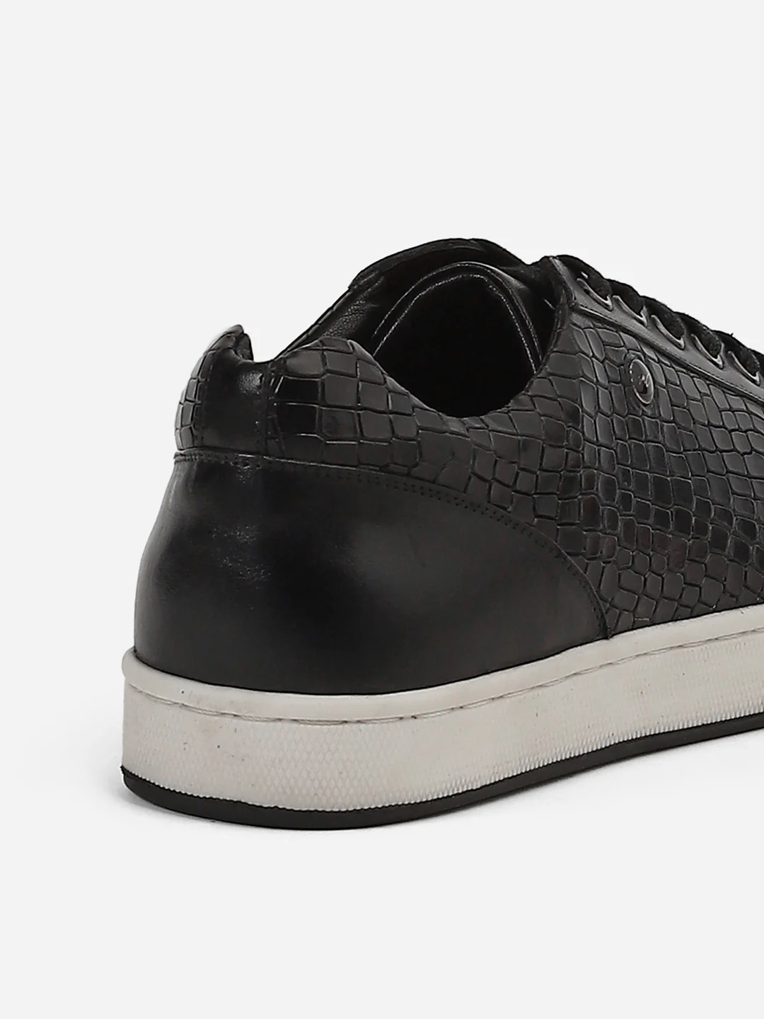 Men Black Lace-Up Genuine Leather Casual Sneaker - Image 11