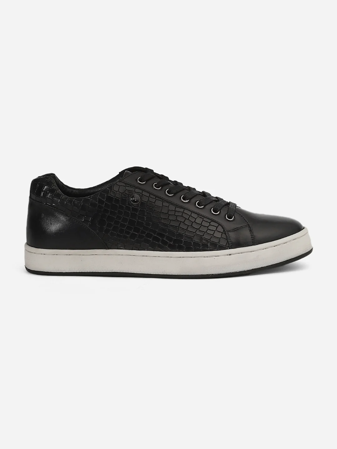 Men Black Lace-Up Genuine Leather Casual Sneaker - Image 7