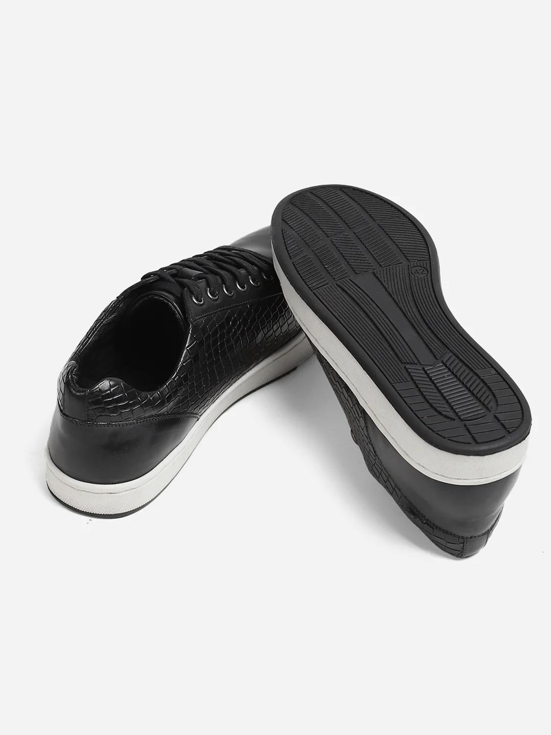 Men Black Lace-Up Genuine Leather Casual Sneaker - Image 9