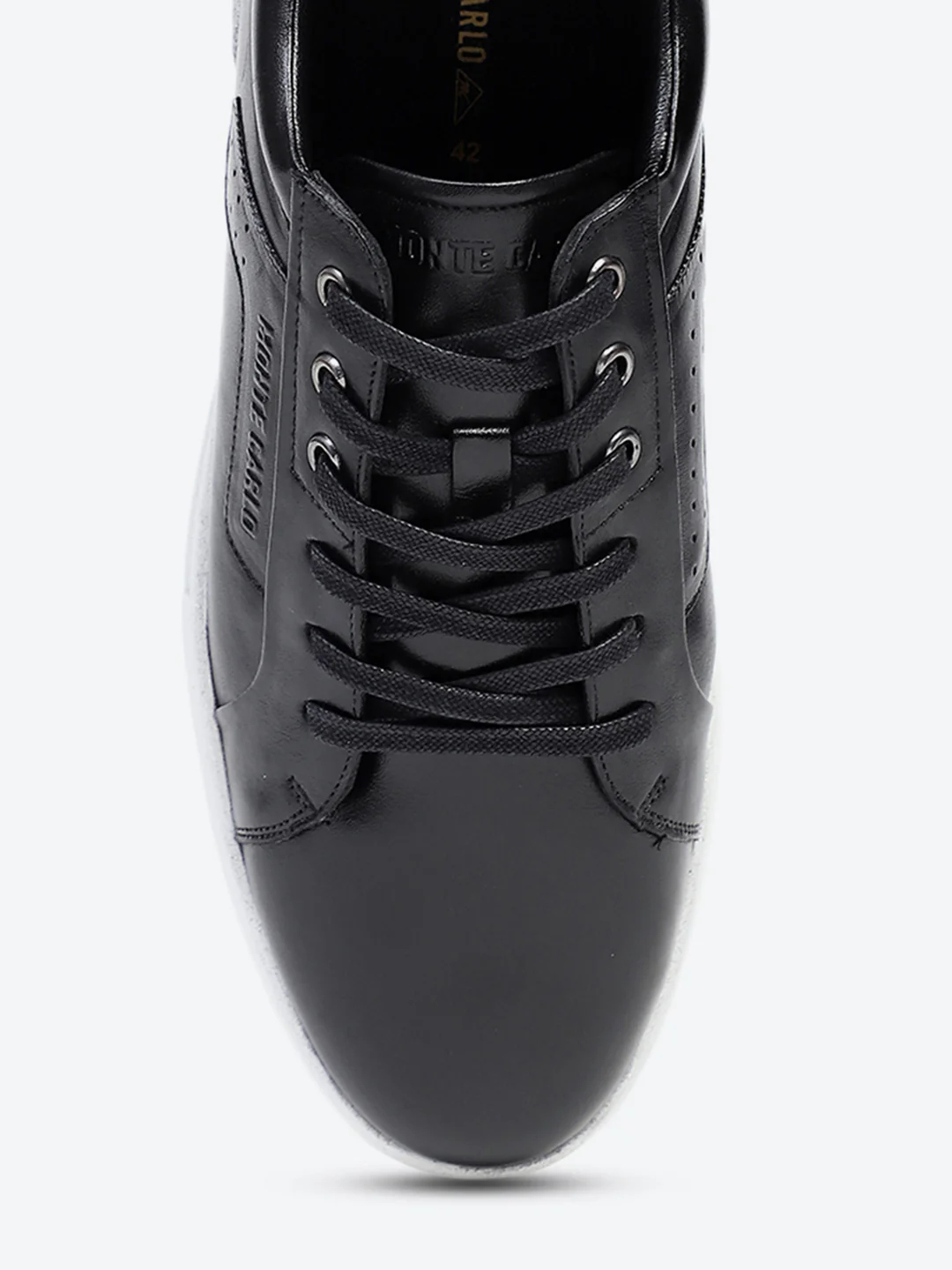 Men Black Lace Up Genuine Leather Casual Sneakers - Image 7