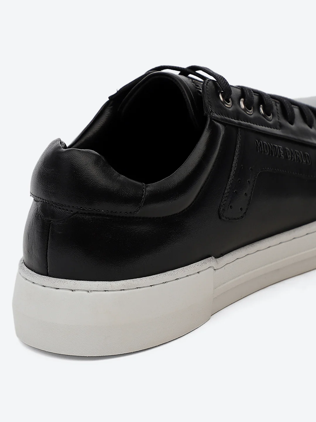 Men Black Lace Up Genuine Leather Casual Sneakers - Image 9
