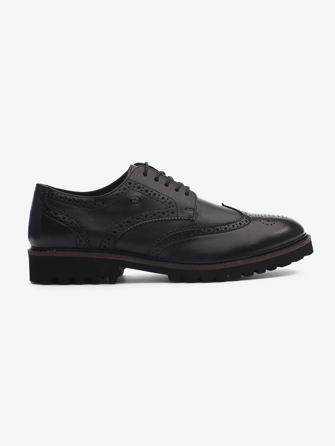 Men Black Lace Up Genuine Leather Formal Brogues - Image 5