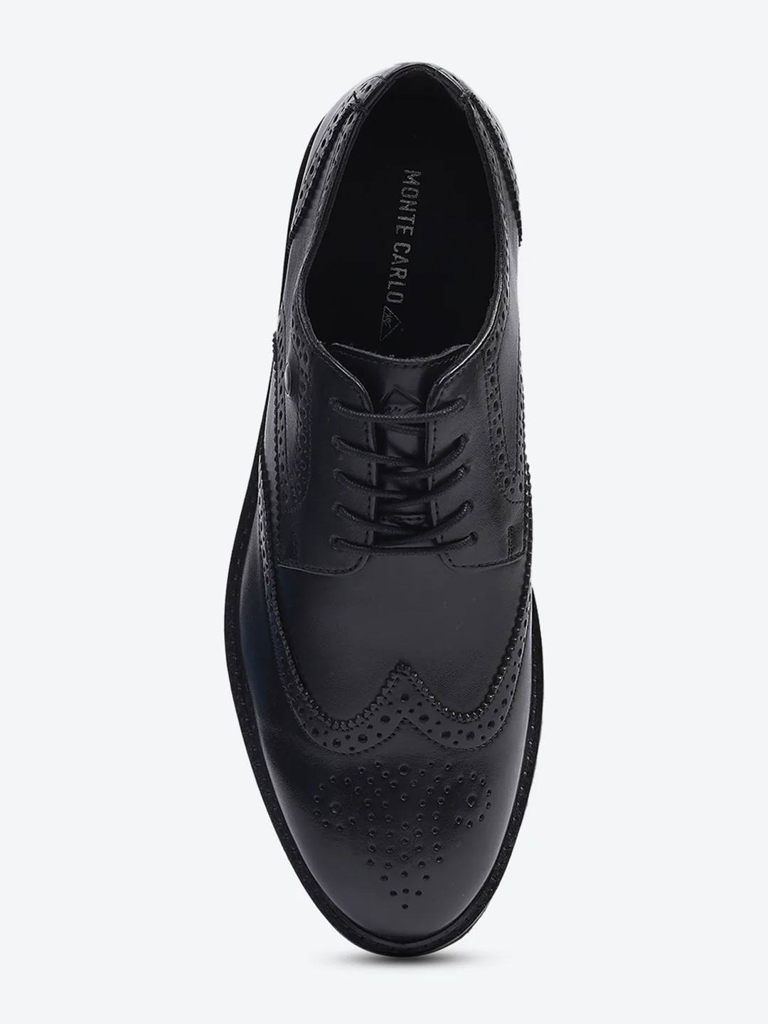 Men Black Lace Up Genuine Leather Formal Brogues - Image 6