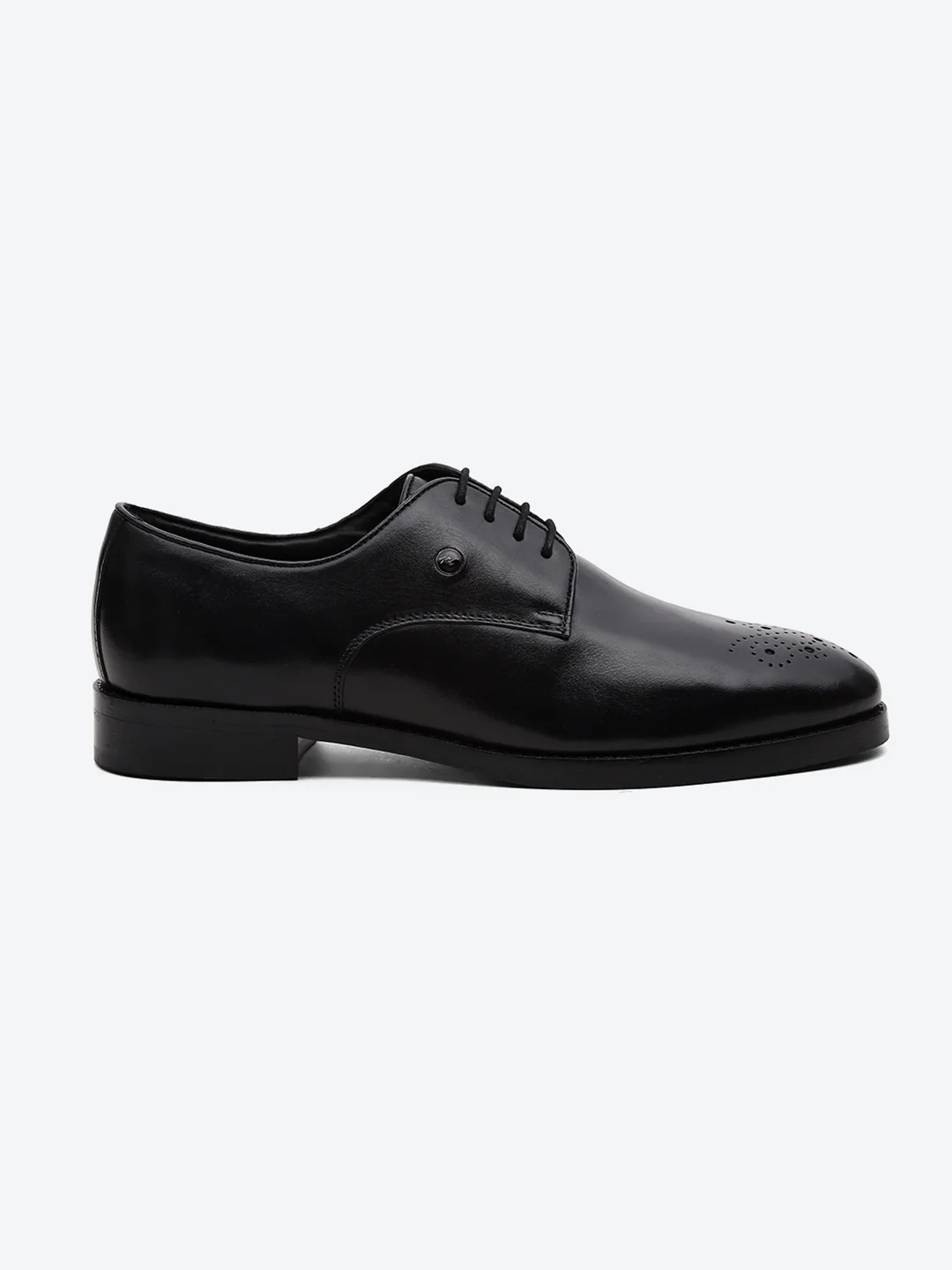 Men Black Genuine Leather Comfortable Lace-Up Formal Derby Shoes - Image 5