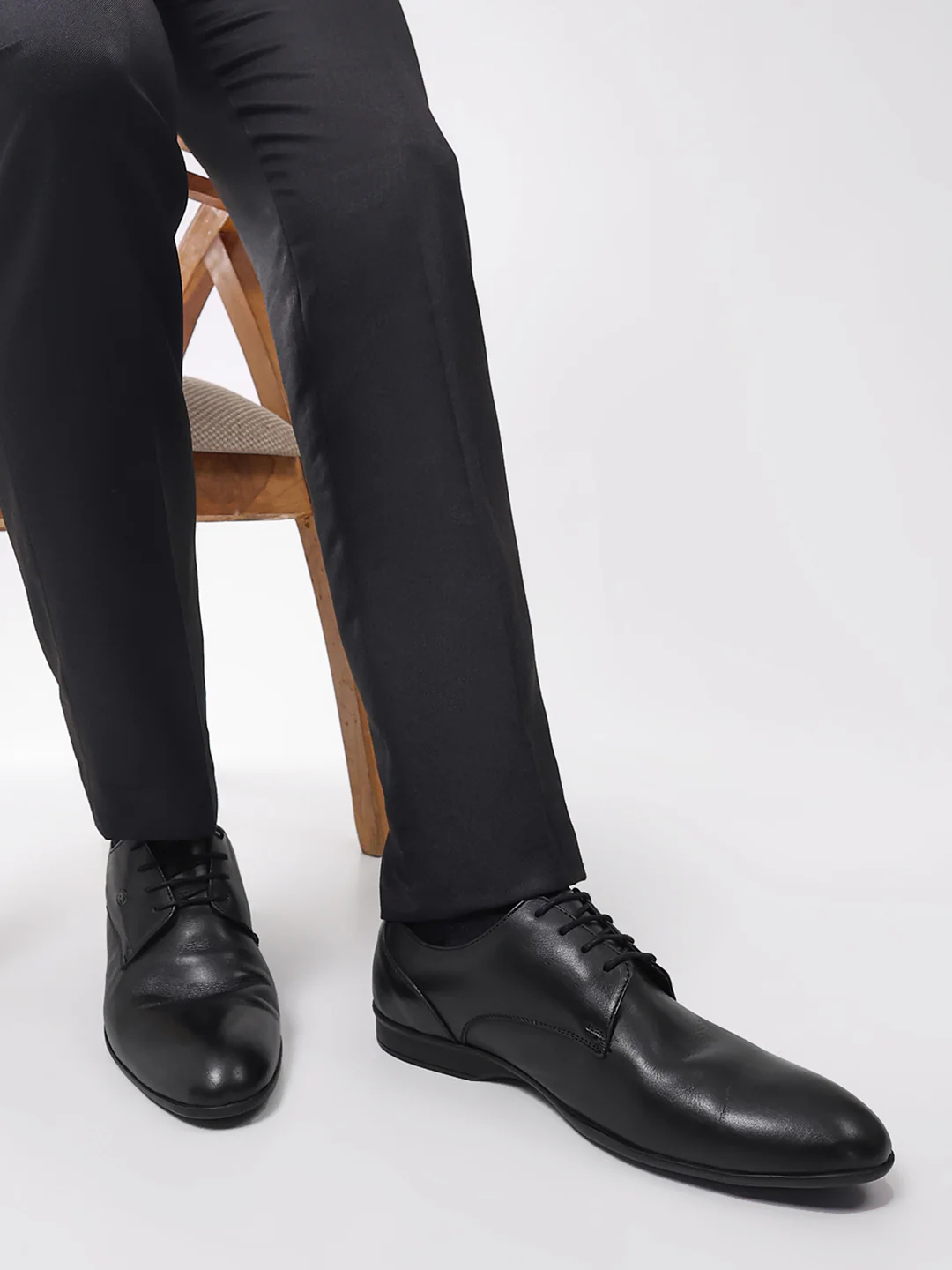 Men Black Lace Up Genuine Leather Formal Derbys - Image 10