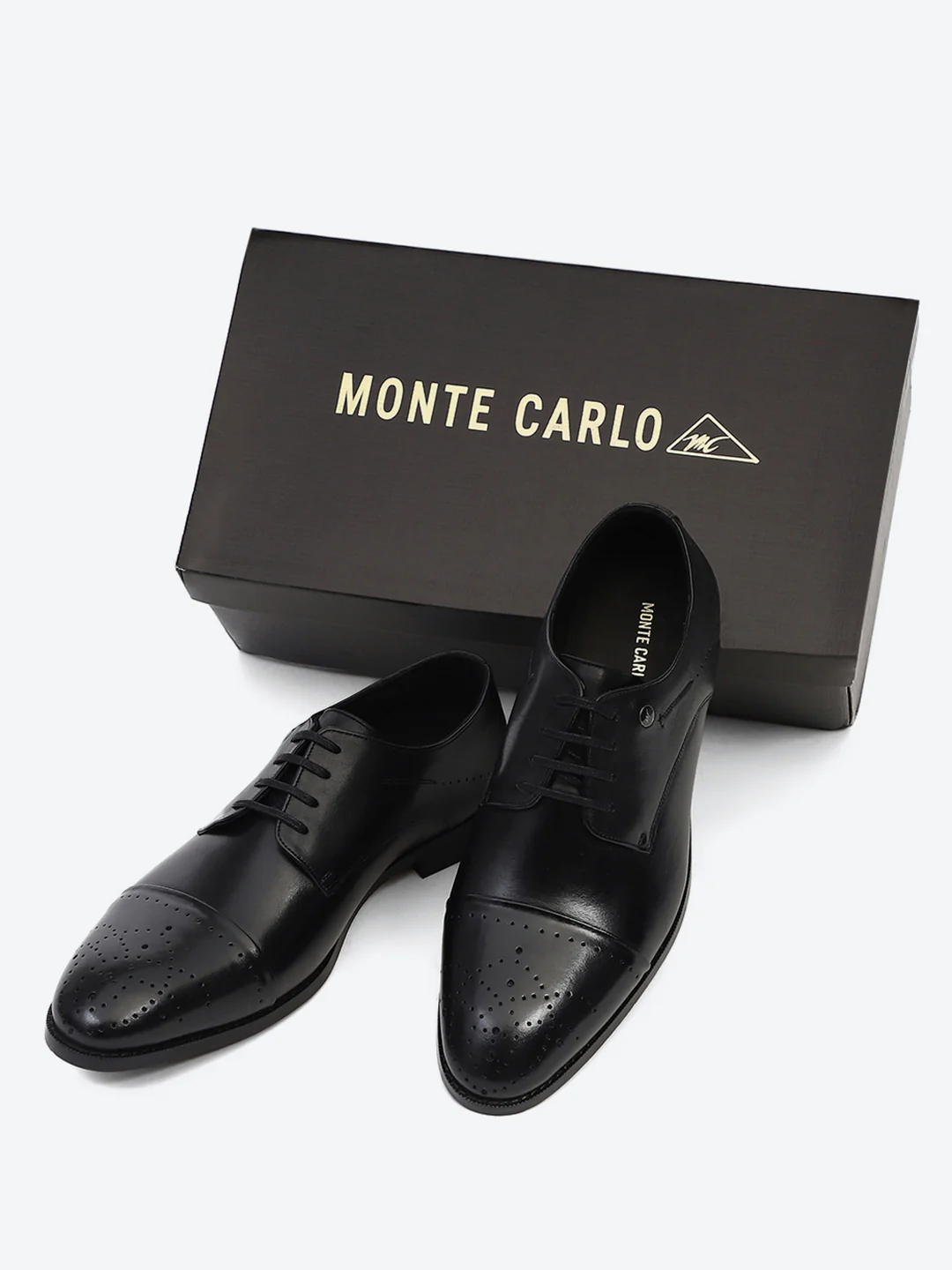Men Black Lace Up Genuine Leather Formal Shoes - Image 2