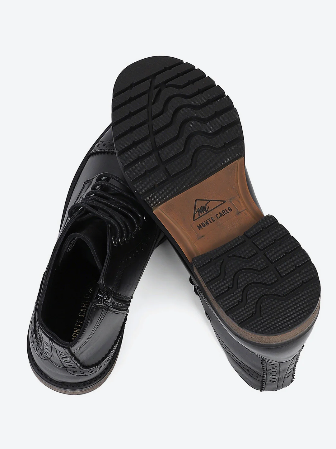 Men Black Genuine Leather Lace Up Boots - Image 8