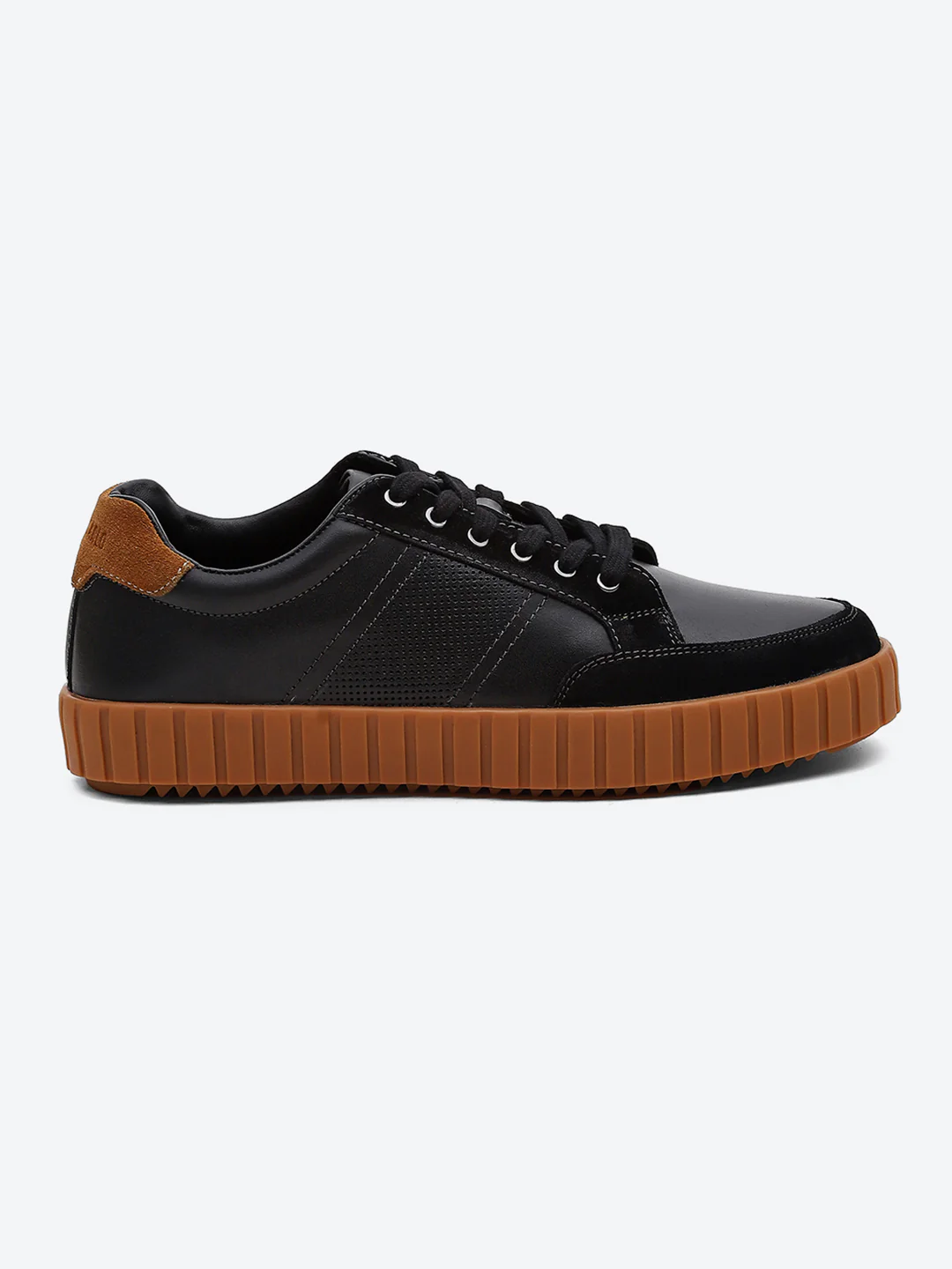 Men Black Lace Up Genuine Leather Sneaker - Image 5