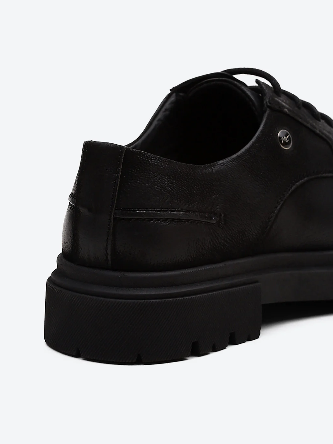 Men Black Lace Up Leather Chunky Shoes - Image 9