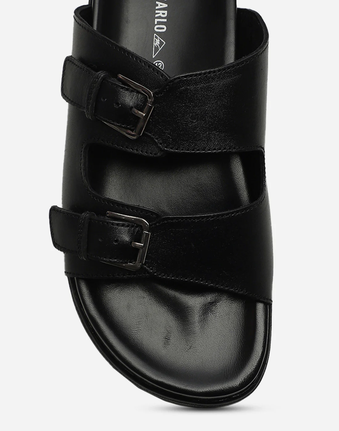 Men Black Leather Comfort Casual Slippers - Image 7