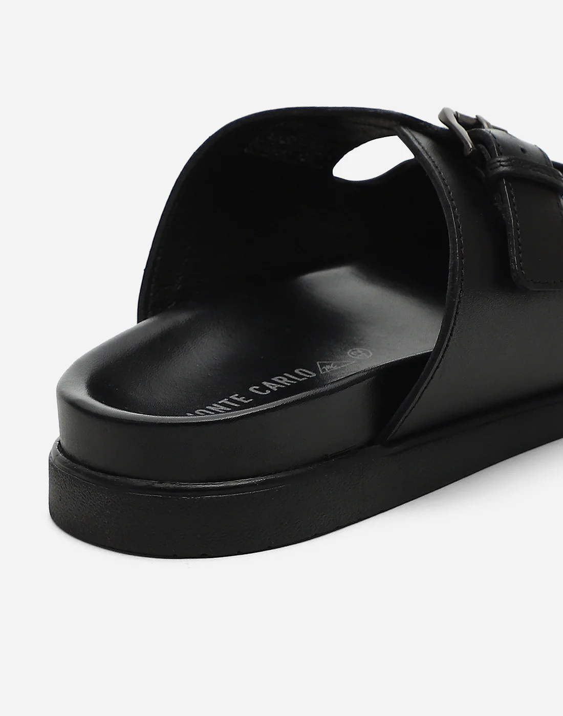 Men Black Leather Comfort Casual Slippers - Image 9