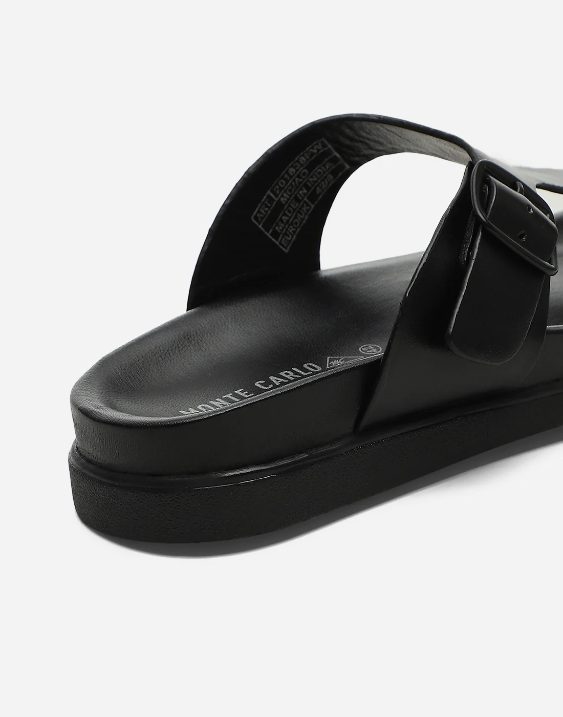 Men Black Leather Comfort Casual Slippers - Image 9