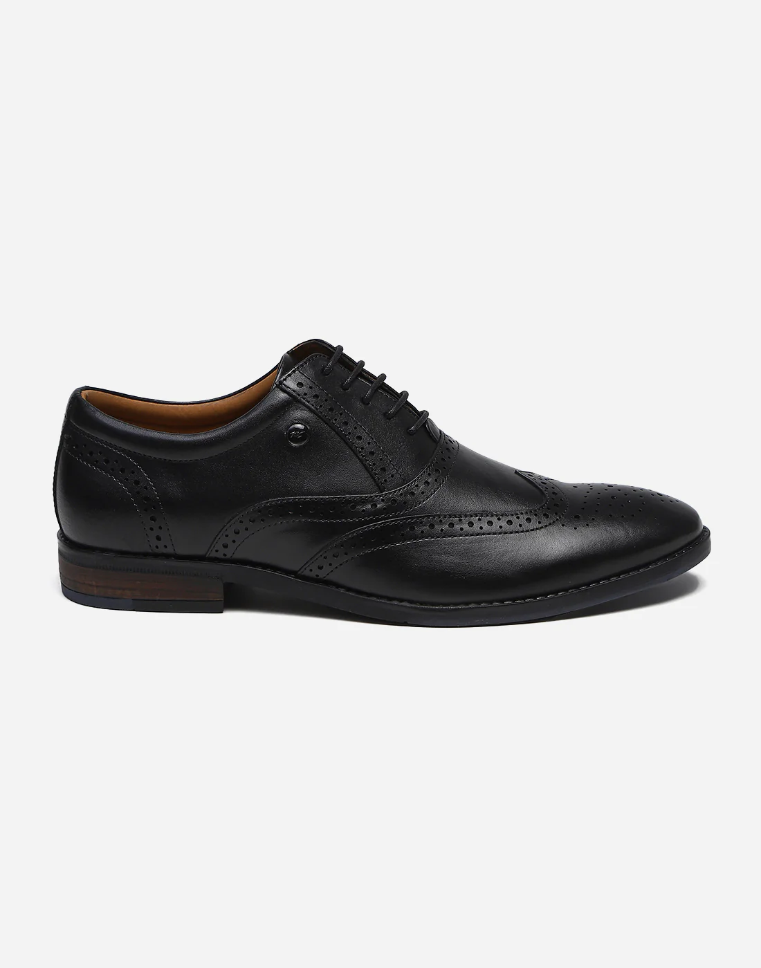 Men Black Lace Up Genuine Leather Formal Brogues - Image 3