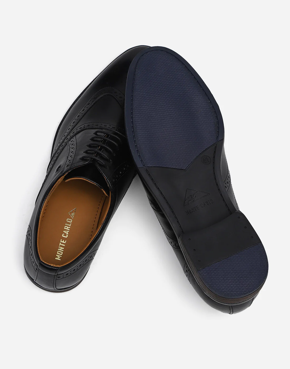 Men Black Lace Up Genuine Leather Formal Brogues - Image 6