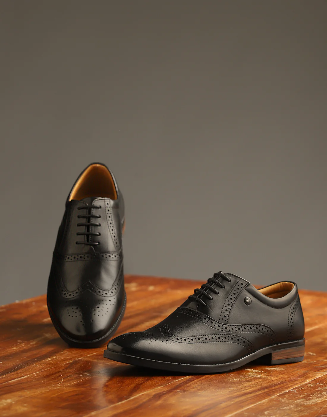 Men Black Lace Up Genuine Leather Formal Brogues - Image 9