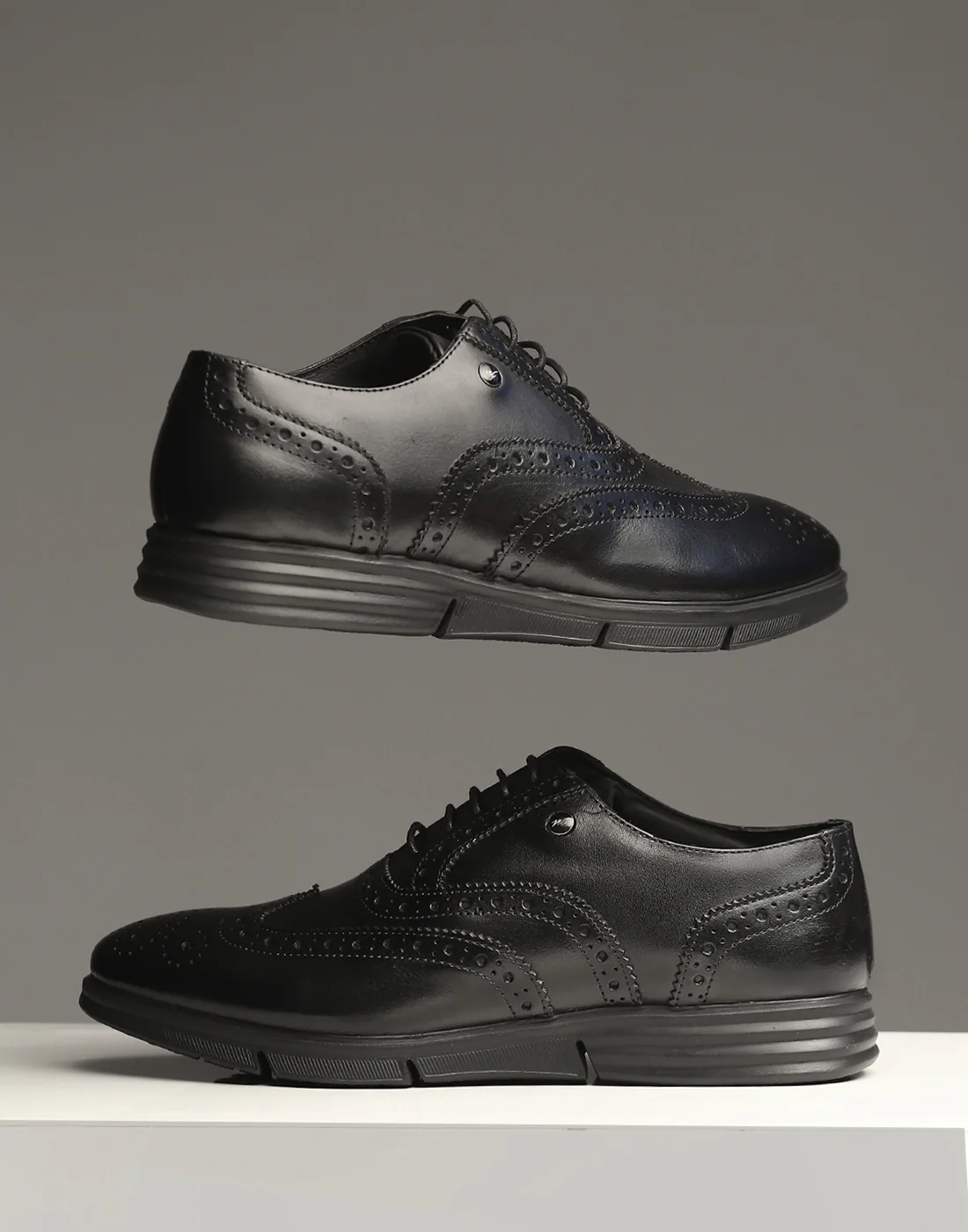 Men Black Lace Up Genuine Leather Formal Brogues - Image 10