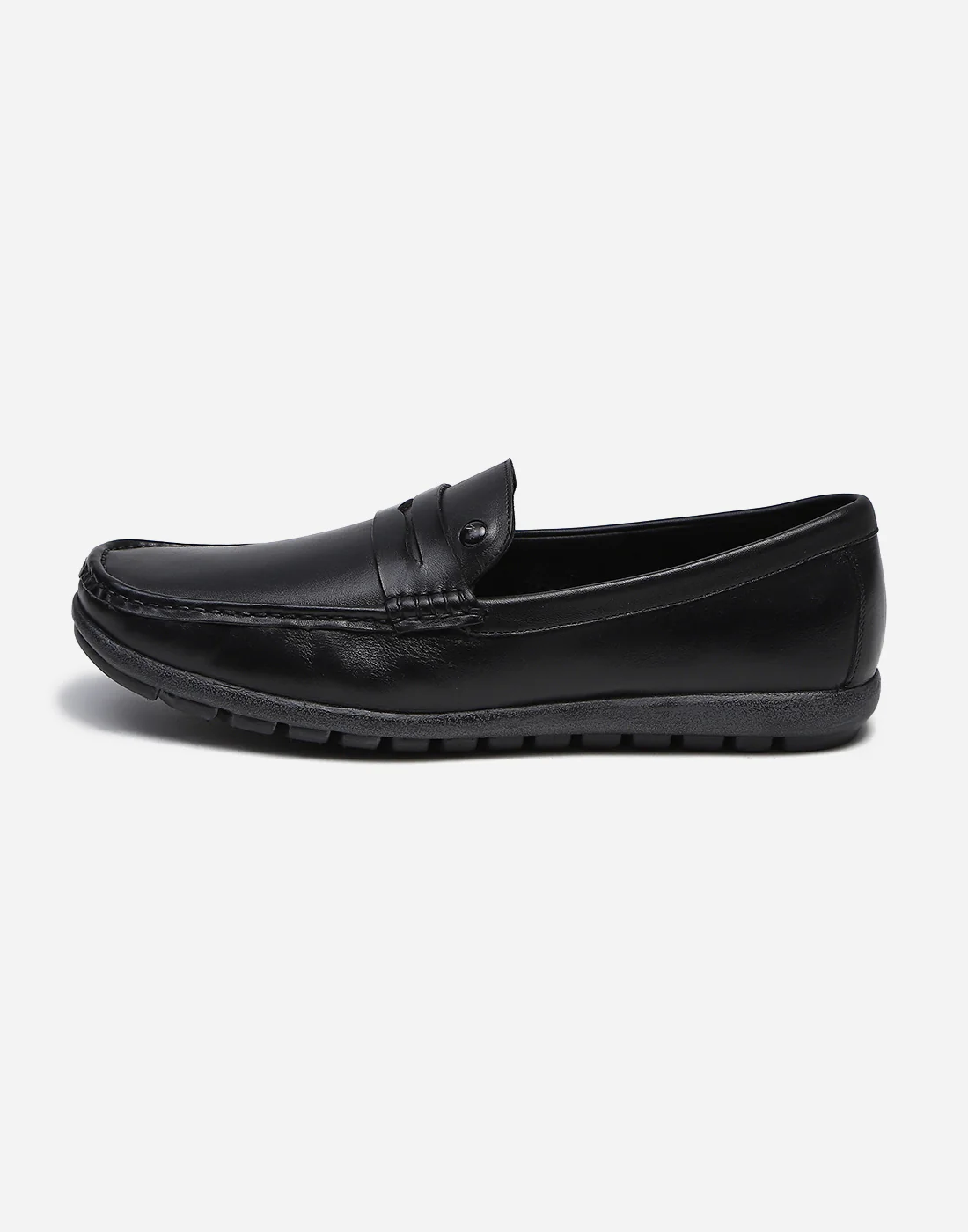 Men Black Slip on Genuine Leather Penny Loafers - Image 3