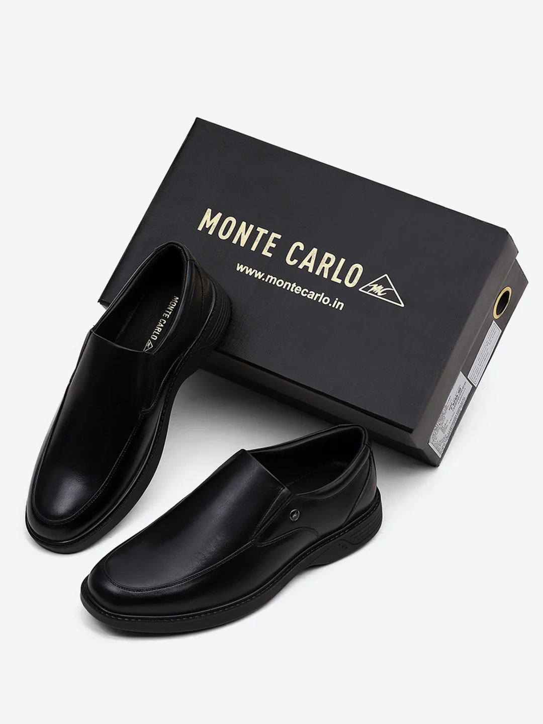 Men Black Leather Slip on Shoes - Image 2