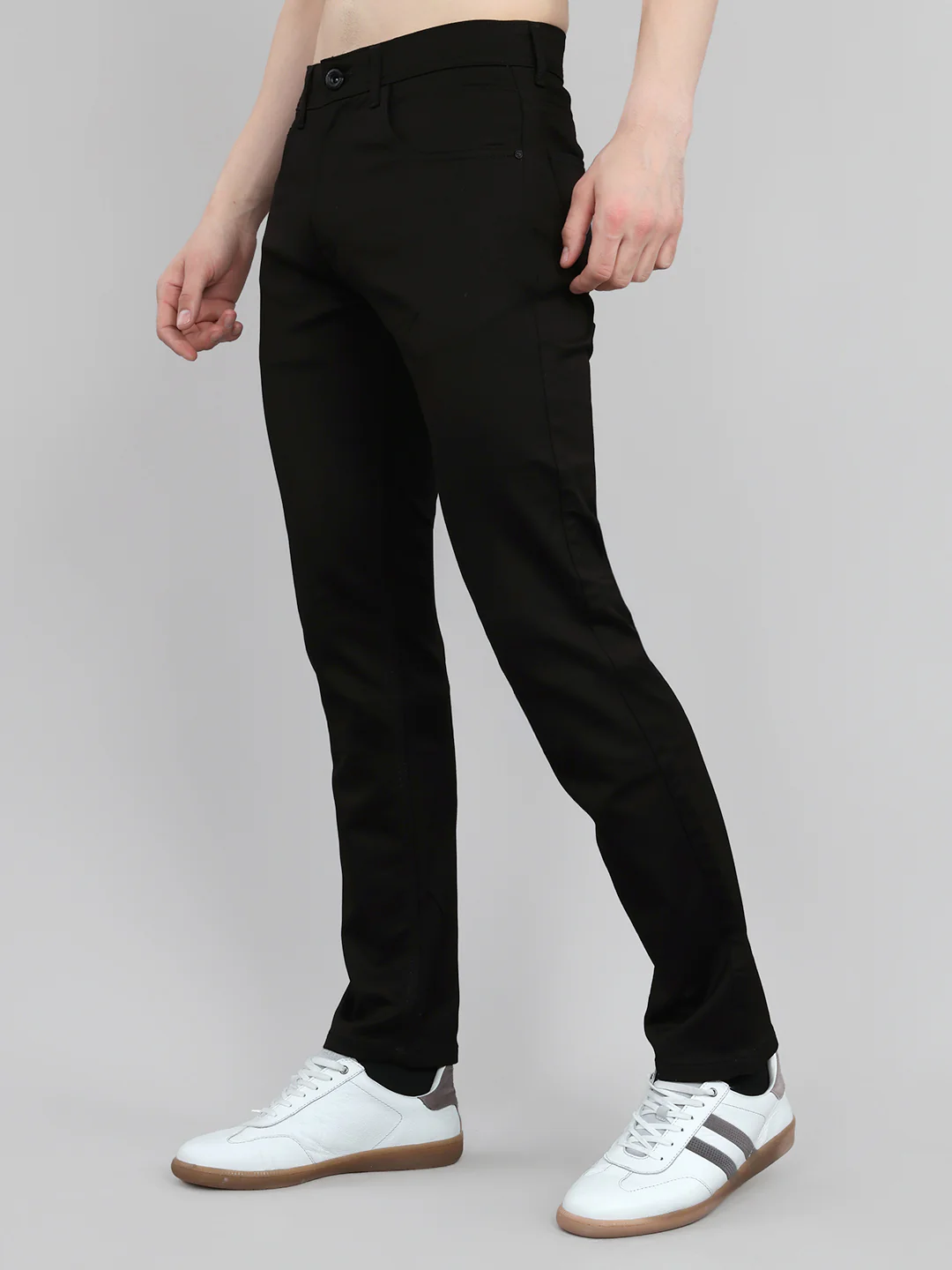 Men Black Light Wash Ankle Length Denim - Image 2