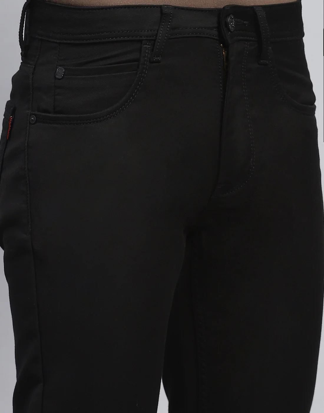 Men Black Light Wash Narrow Fit Denim - Image 6
