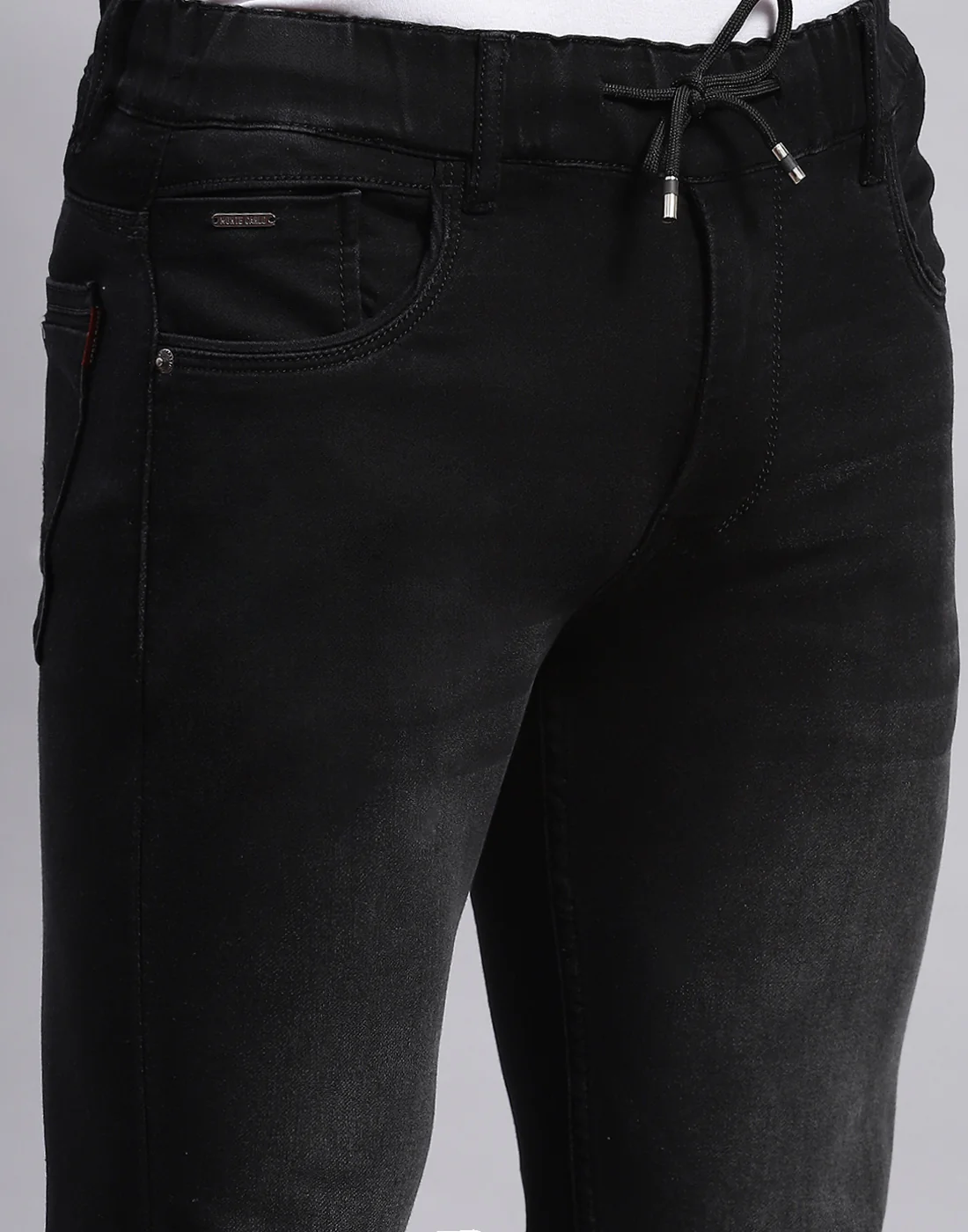 Men Black Light Wash Regular Fit Denim - Image 6