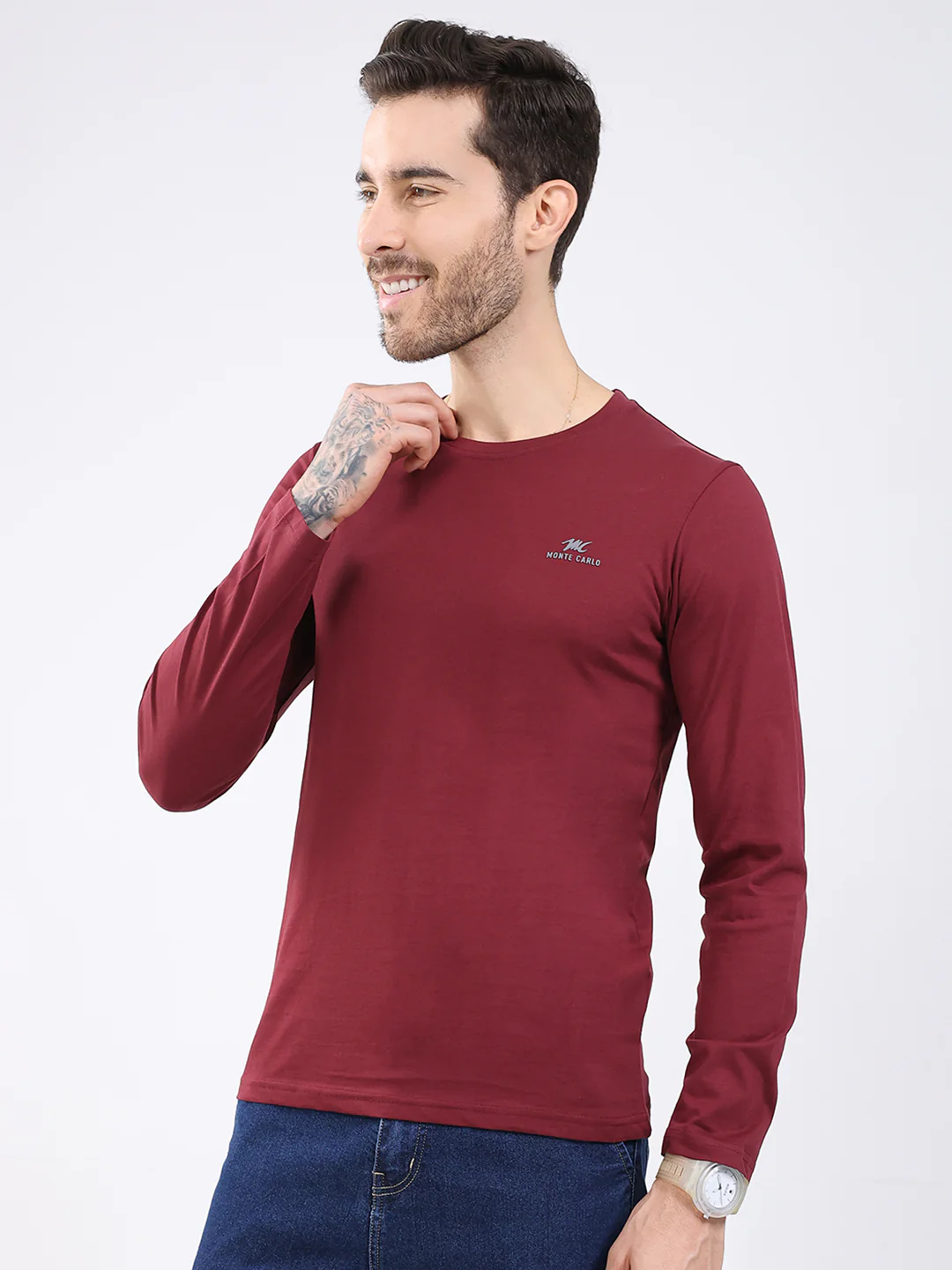 Men Black & Maroon Solid Round Neck Full Sleeve T-Shirt (Pack of 2) - Image 4
