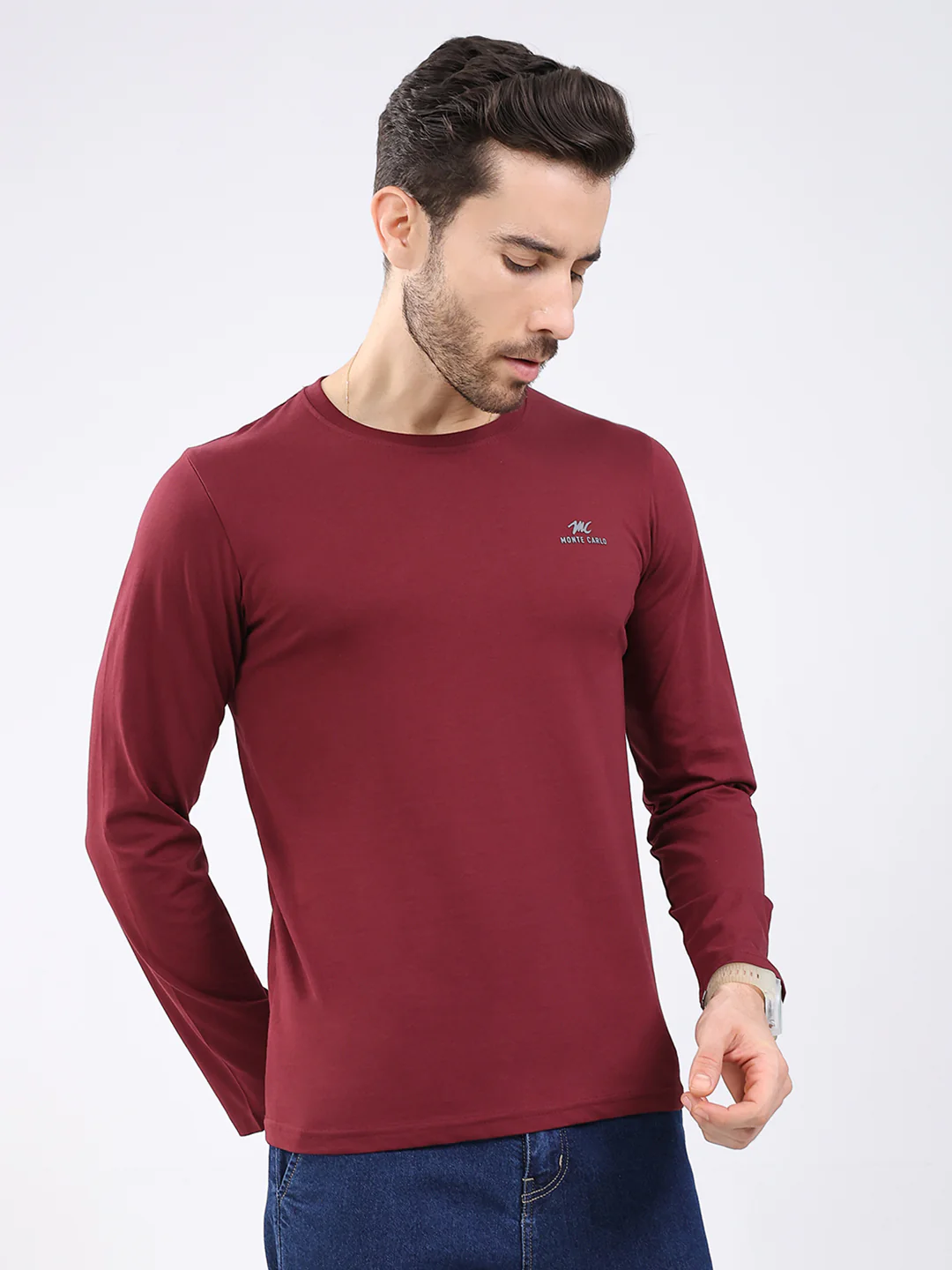 Men Black & Maroon Solid Round Neck Full Sleeve T-Shirt (Pack of 2) - Image 5