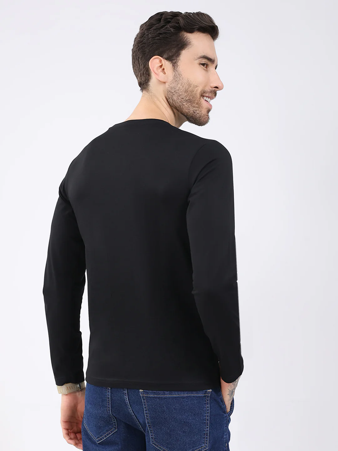 Men Black & Maroon Solid Round Neck Full Sleeve T-Shirt (Pack of 2) - Image 9
