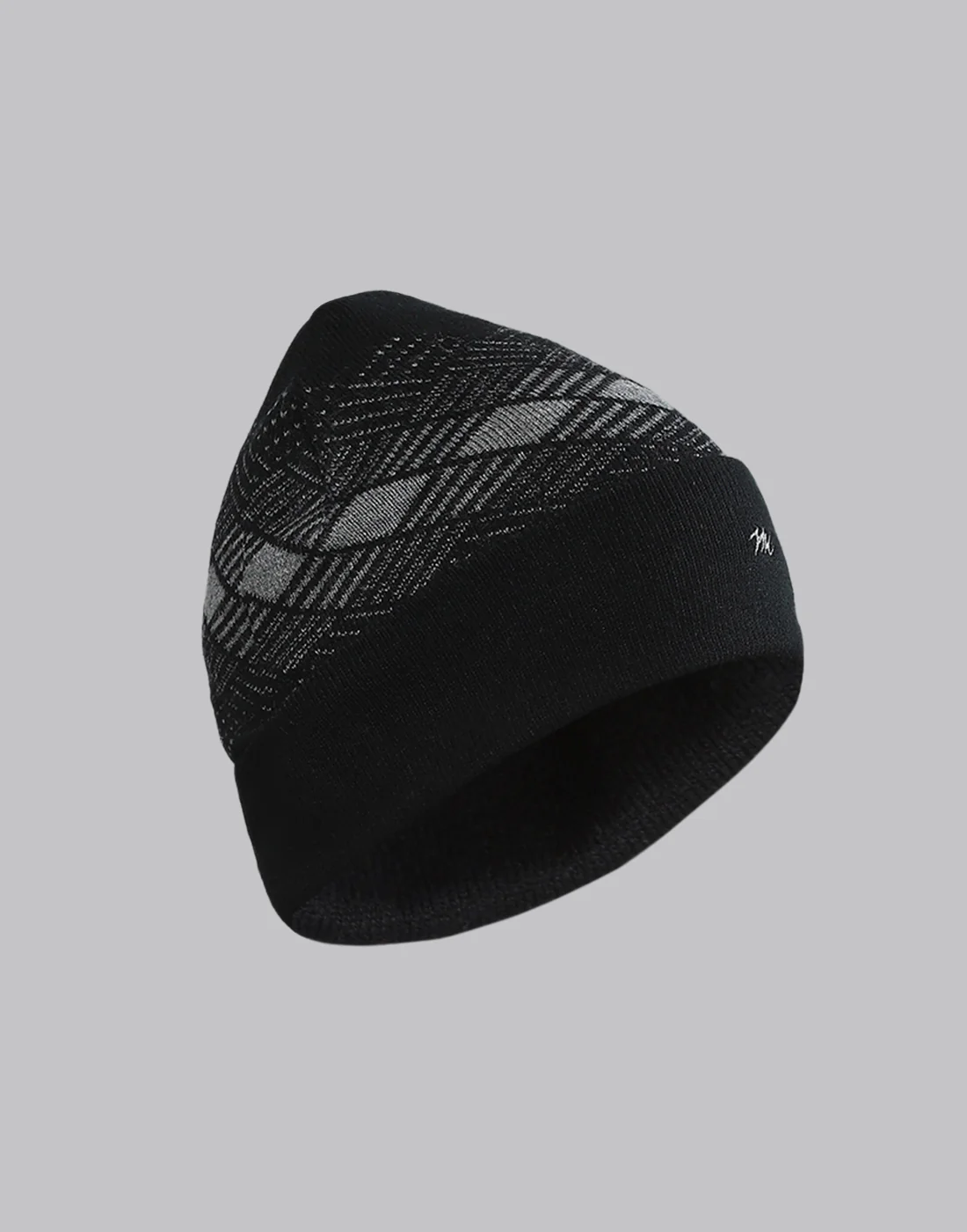 Men Black Printed Blend Wool Cap - Image 5