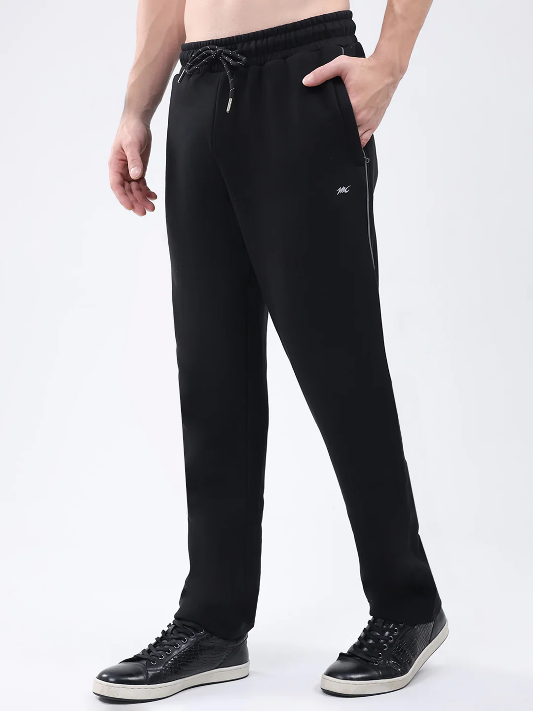 Men Black Printed Collar Full Sleeve Winter Tracksuit - Image 7