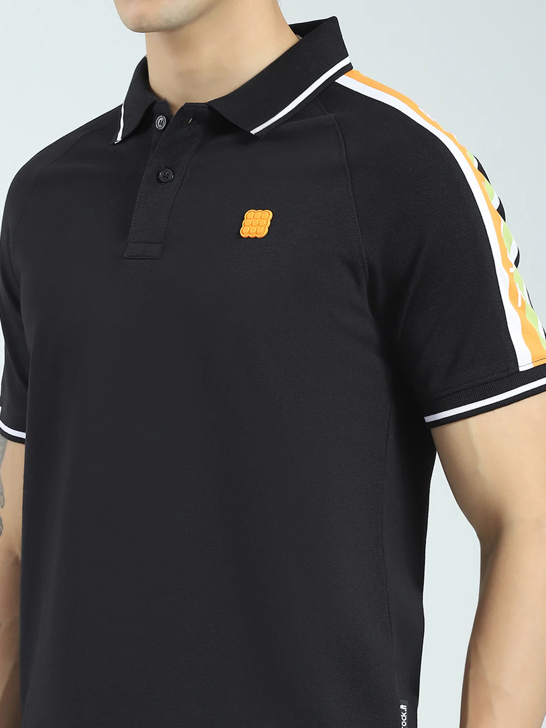 Rock.it Men Black Printed Collar Half Sleeve T-Shirt - Image 7