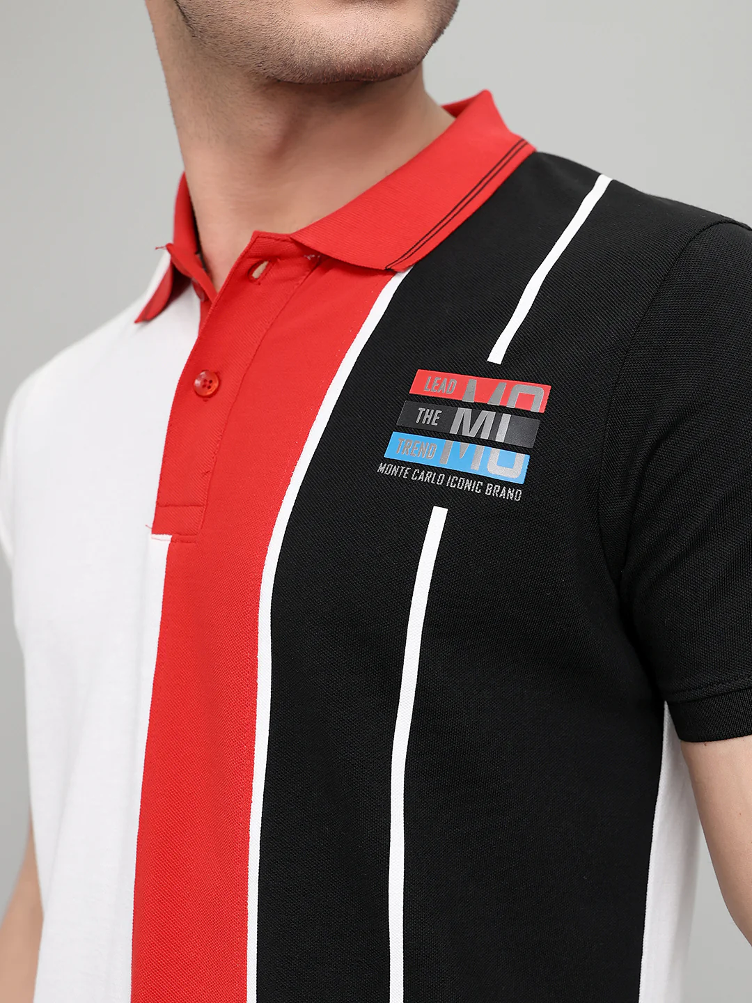 Men Black Printed Collar Half Sleeve T-Shirt - Image 4