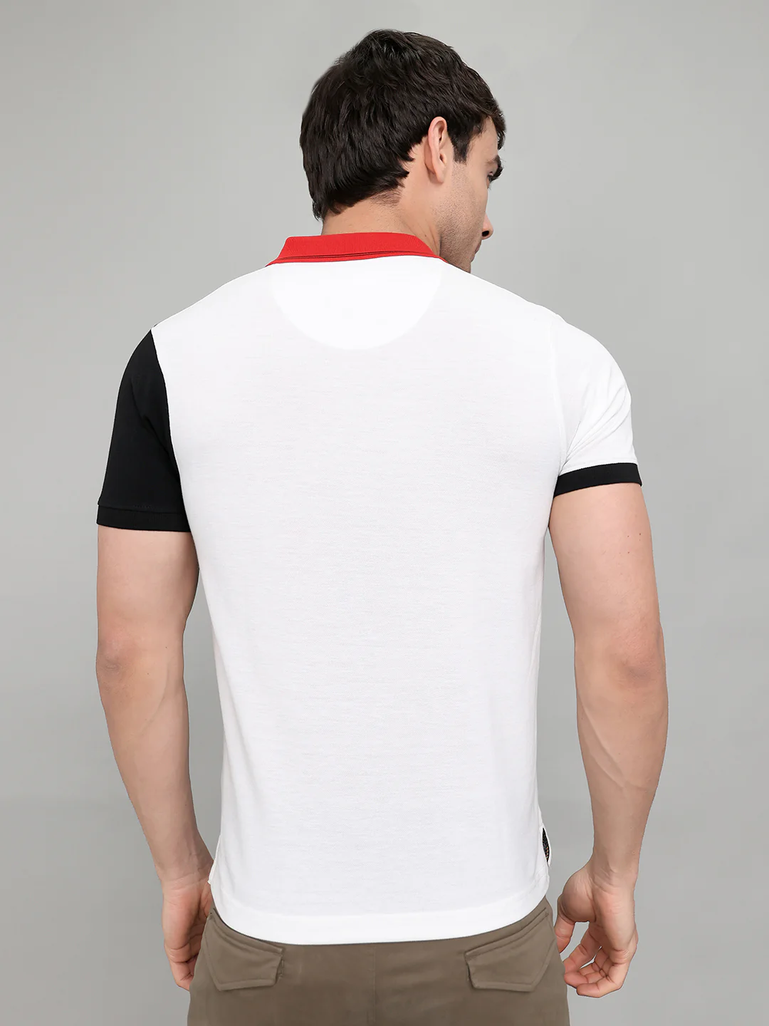 Men Black Printed Collar Half Sleeve T-Shirt - Image 5