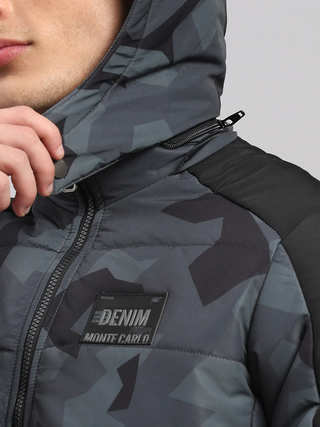 Men Black Printed Hooded Full Sleeve Jacket - Image 8