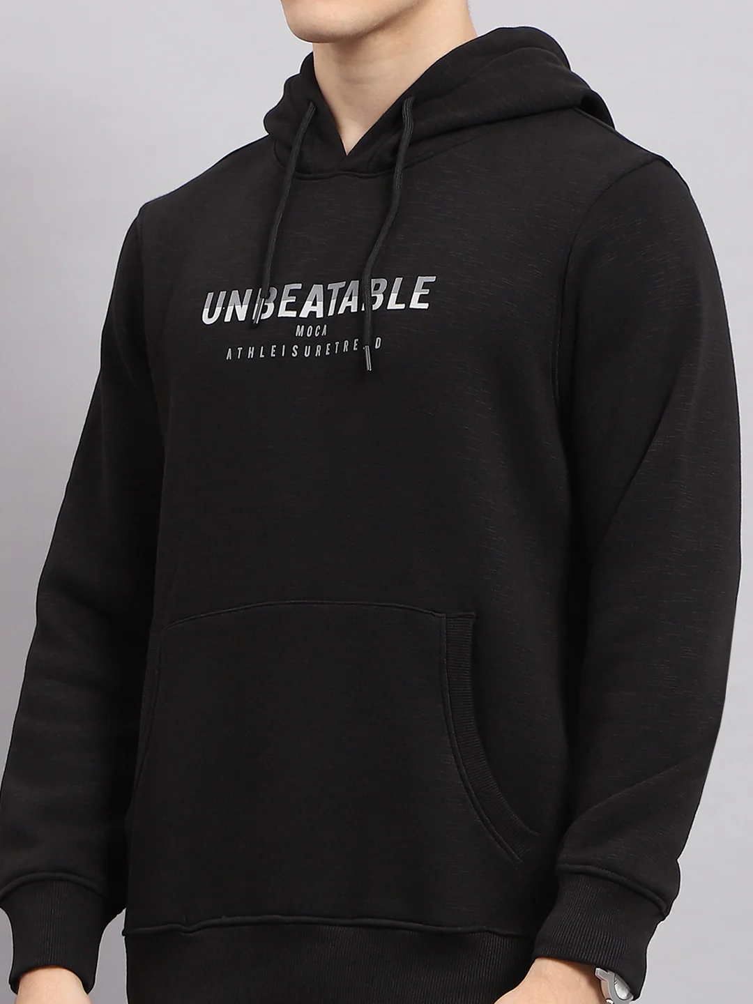Men Black Printed Hooded Full Sleeve Sweatshirt - Image 7