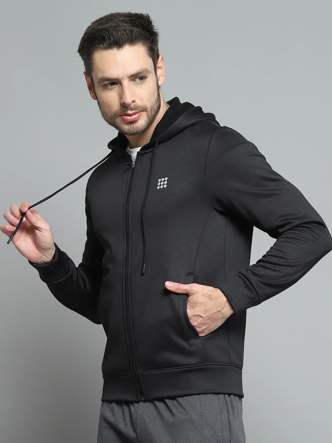 Rock.it Men Black Printed Hooded Full Sleeve Sweatshirt - Image 3