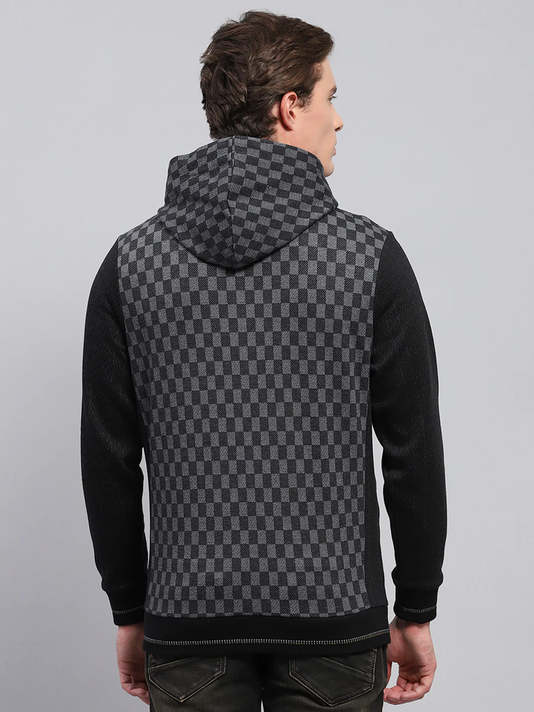Men Black Printed Hooded Full Sleeve Sweatshirt - Image 5
